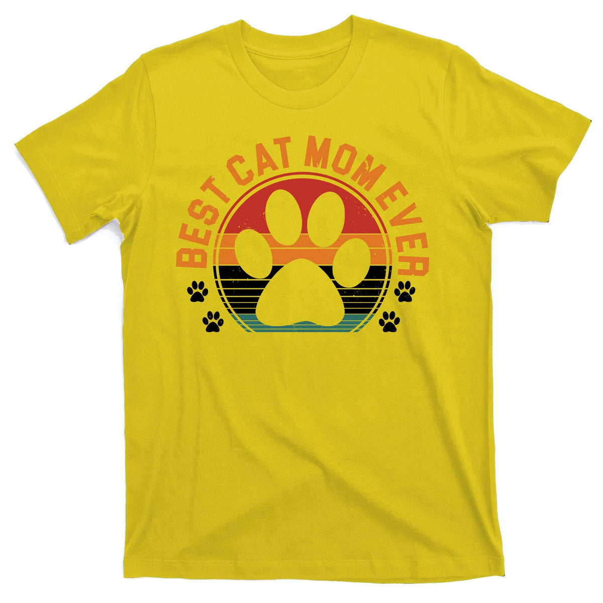 Best Cat Mom Ever Retro Sunset T-Shirt product image 3