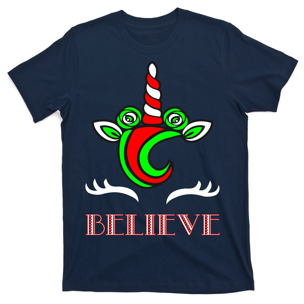Believe Unicorn Christmas T-Shirt product image 1