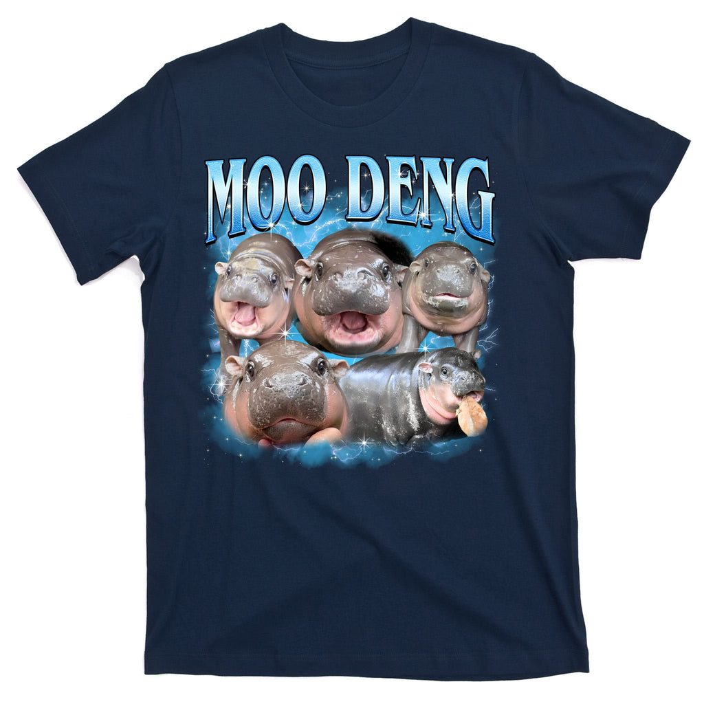 Blue Moo Deng Meme Hippo Funny T-Shirt product image 1