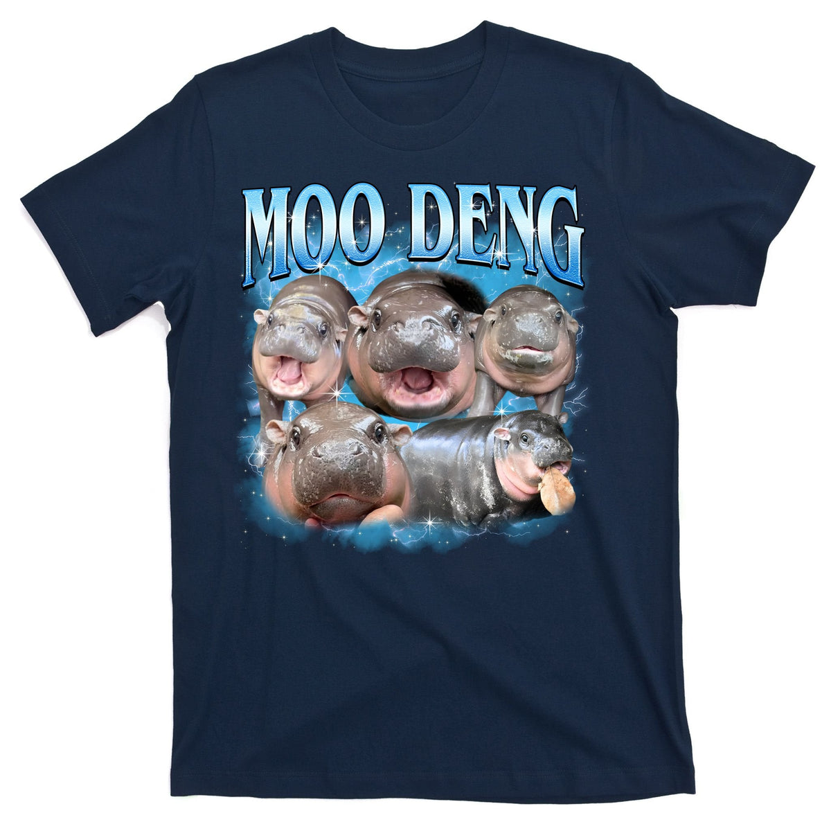 Blue Moo Deng Meme Hippo Funny T-Shirt product image 1