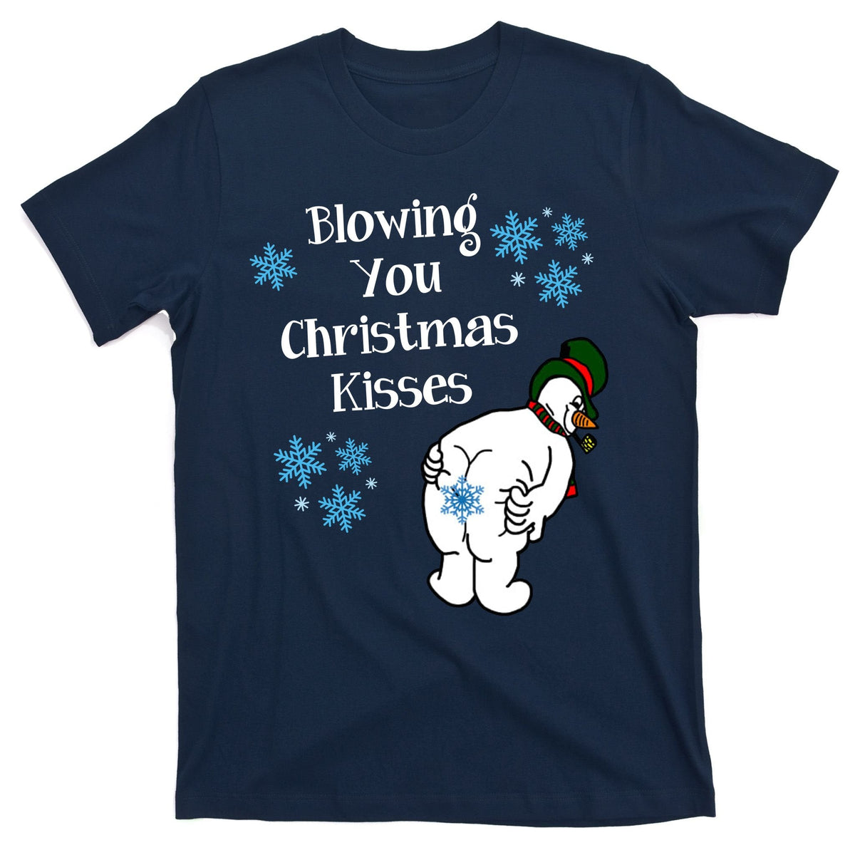 Blowing You Christmas Kisses Funny Snowman T-Shirt product image 1