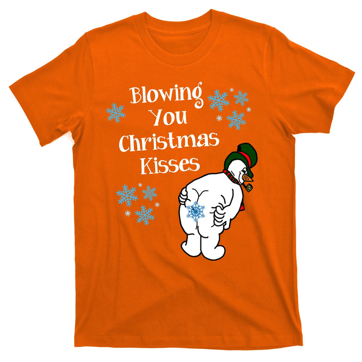 Blowing You Christmas Kisses Funny Snowman T-Shirt product image 5