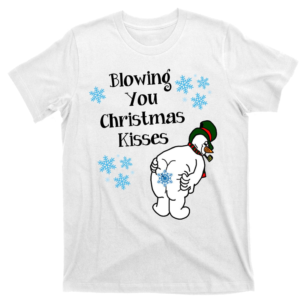 Blowing You Christmas Kisses Funny Snowman T-Shirt product image 11