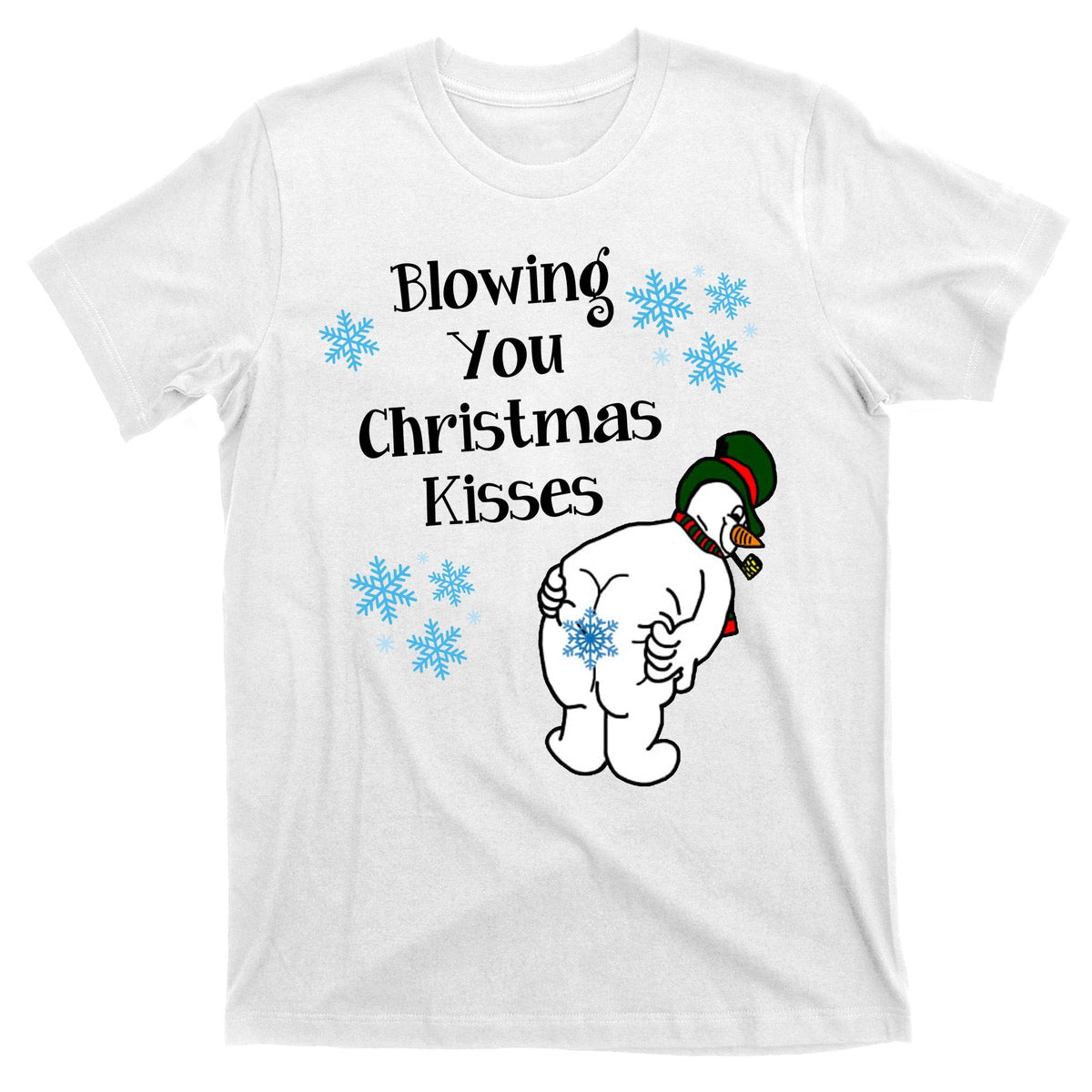 Blowing You Christmas Kisses Funny Snowman T-Shirt product image 11