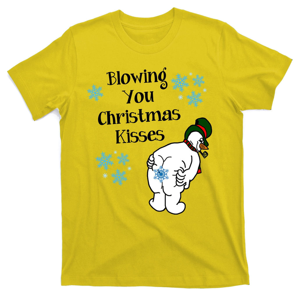 Blowing You Christmas Kisses Funny Snowman T-Shirt product image 3