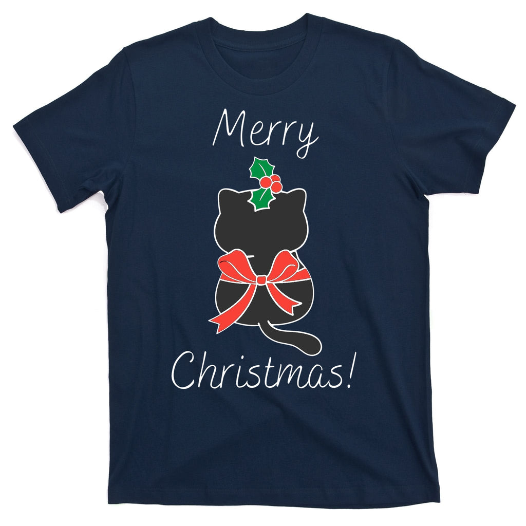 Christmas Cat Rapped Present Bow T-Shirt product image 1