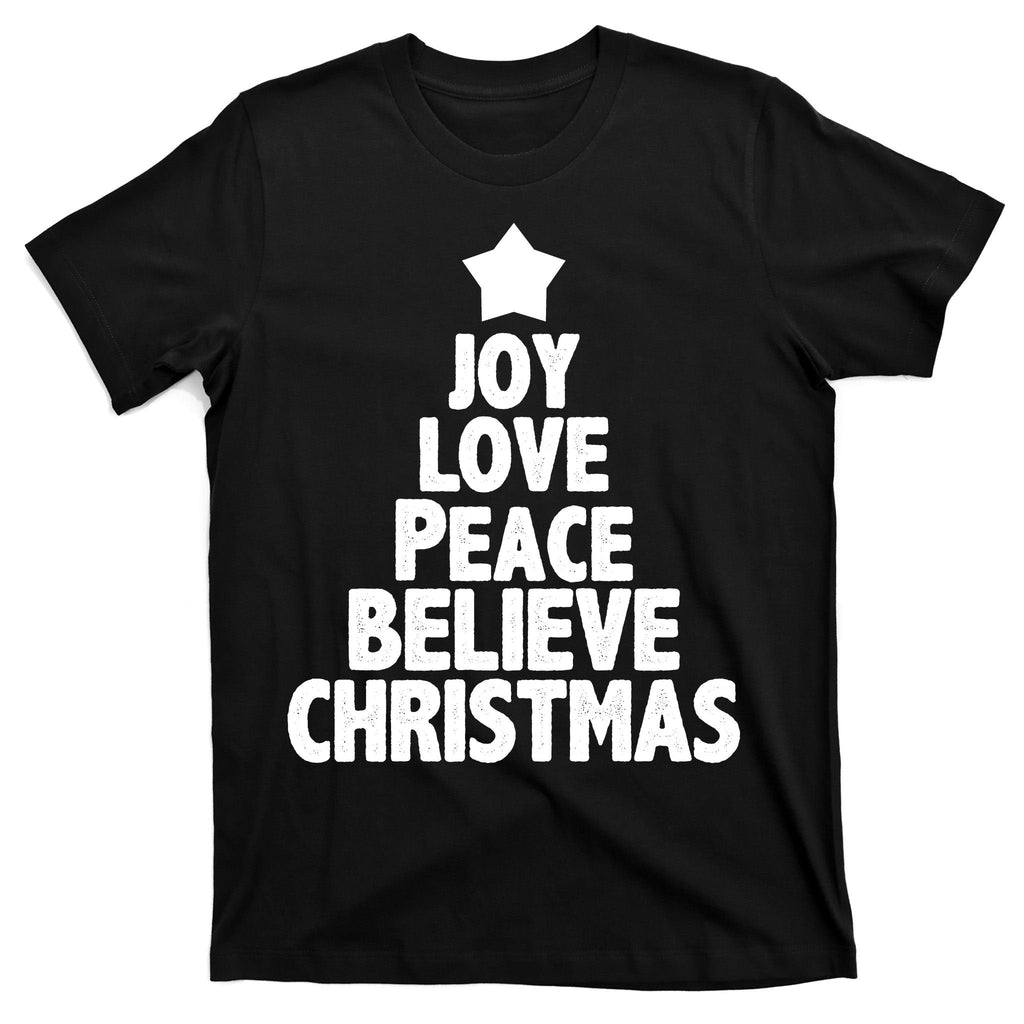 Christmas Tree Joy Love Peace Believe T-Shirt product image 7