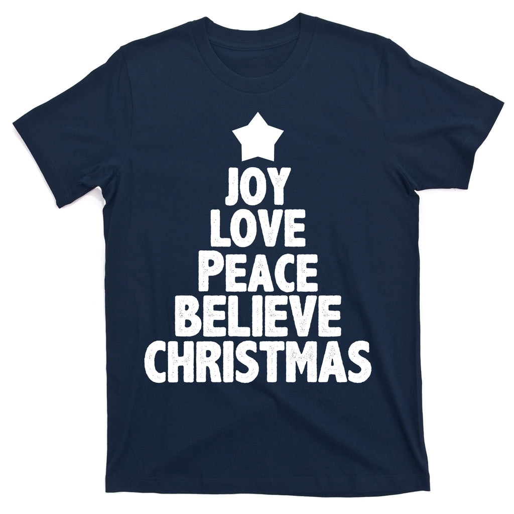 Christmas Tree Joy Love Peace Believe T-Shirt product image 1
