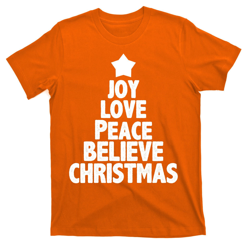 Christmas Tree Joy Love Peace Believe T-Shirt product image 5