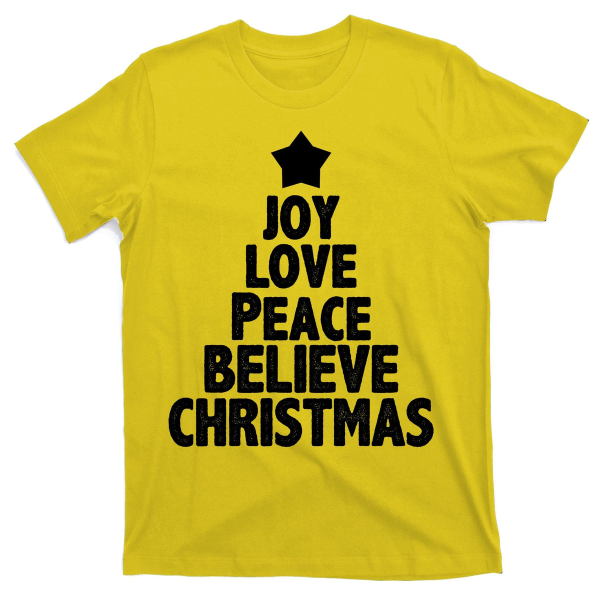 Christmas Tree Joy Love Peace Believe T-Shirt product image 3