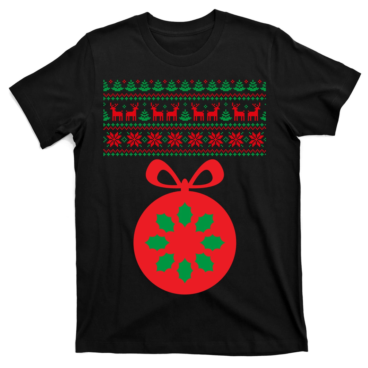 Christmas Ugly Sweater Pregnancy Ornament T-Shirt product image 7