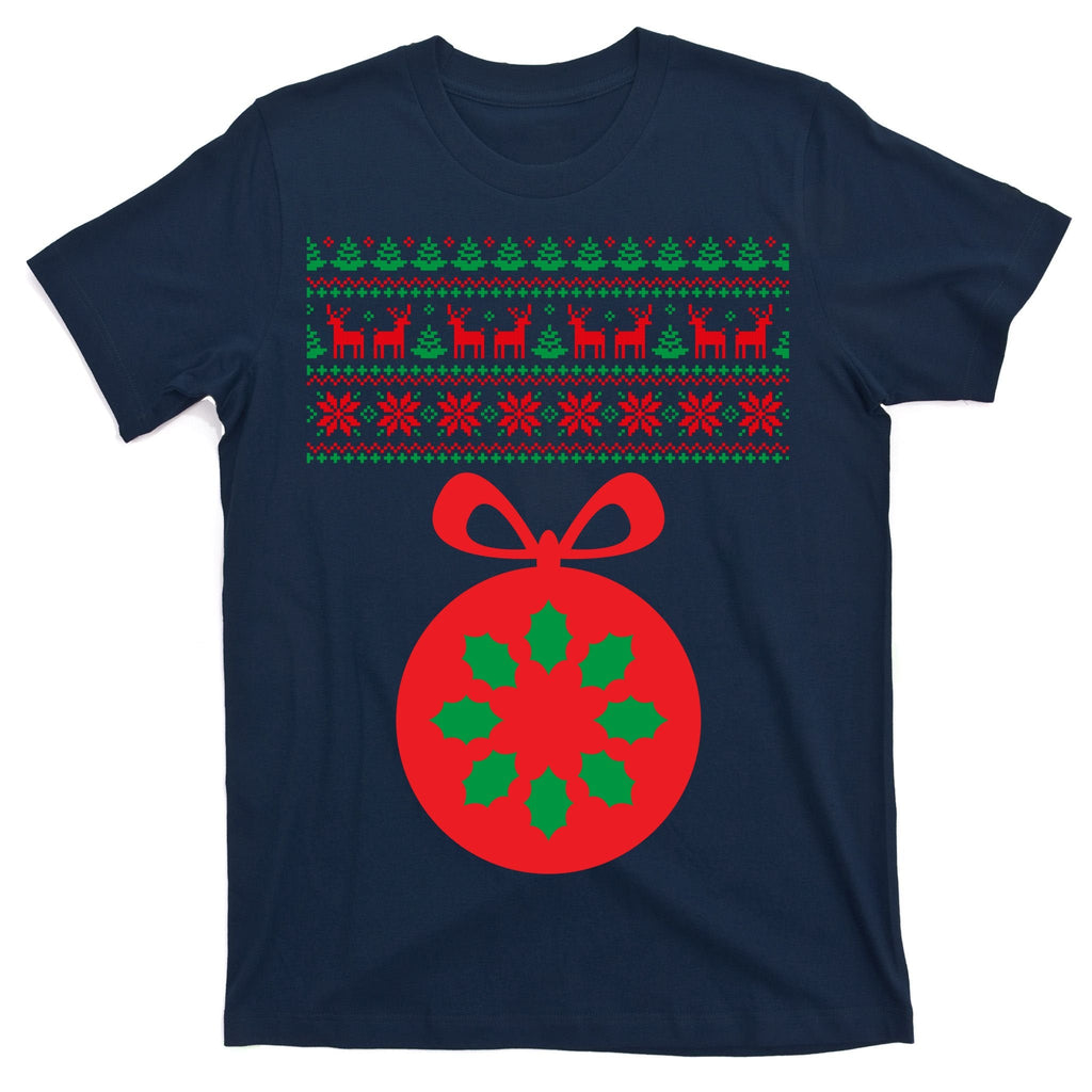 Christmas Ugly Sweater Pregnancy Ornament T-Shirt product image 1