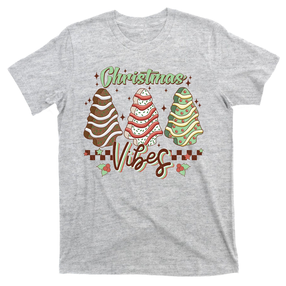 Christmas Vibes Cookie Tree Retro T-Shirt product image 3