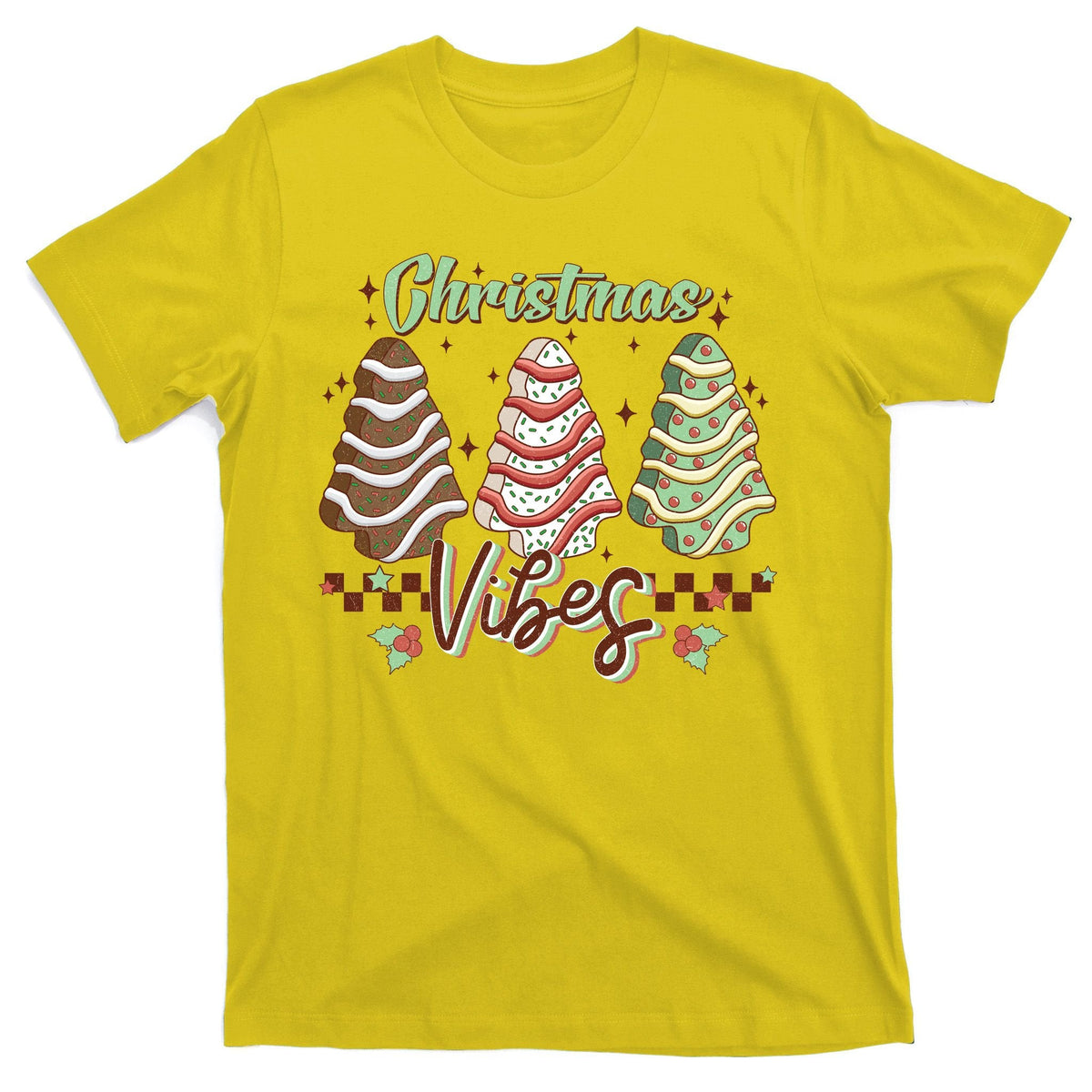 Christmas Vibes Cookie Tree Retro T-Shirt product image 1