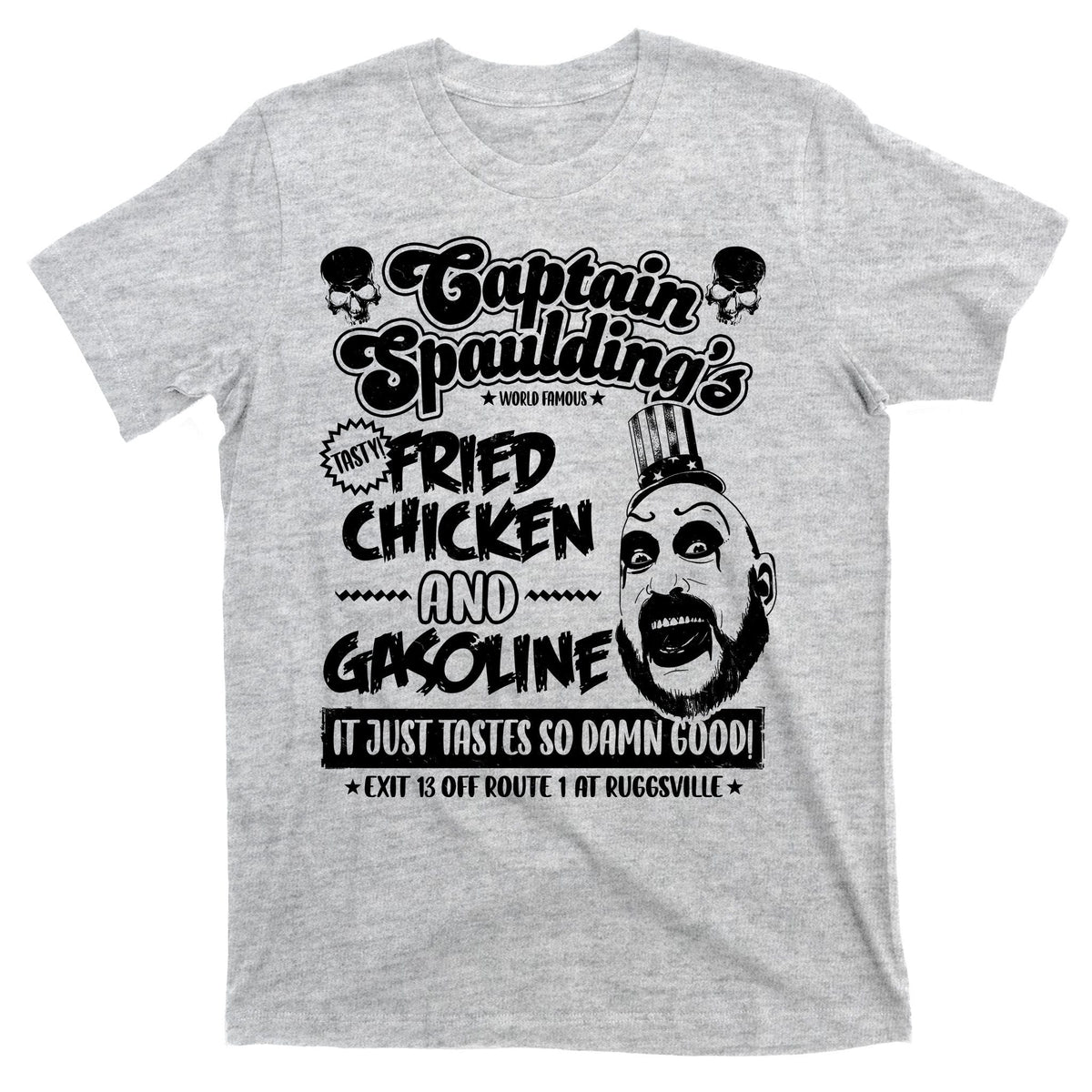 Funny Captain Spaulding's Fried Chicken And Gasoline T-Shirt product image 9