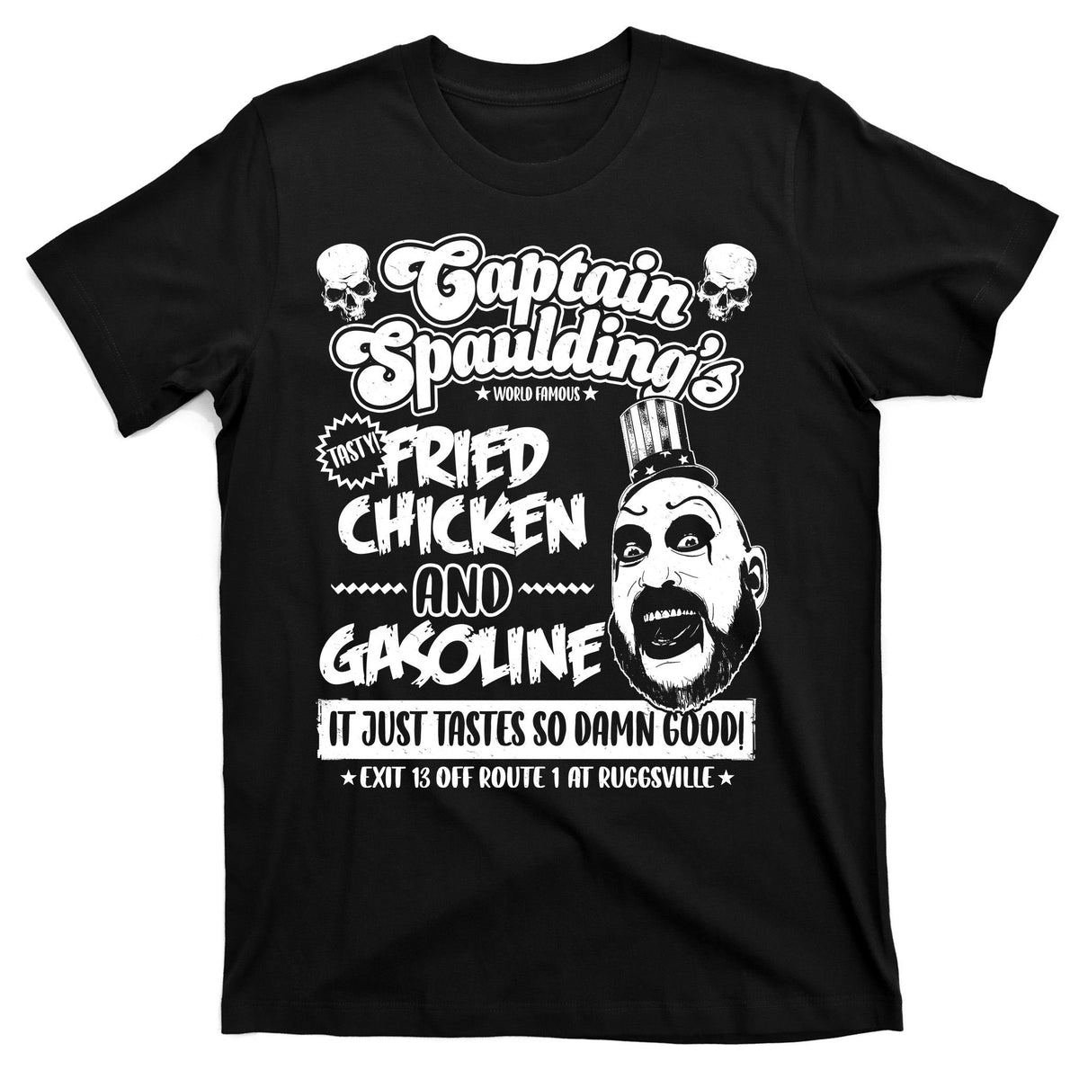 Funny Captain Spaulding's Fried Chicken And Gasoline T-Shirt product image 7