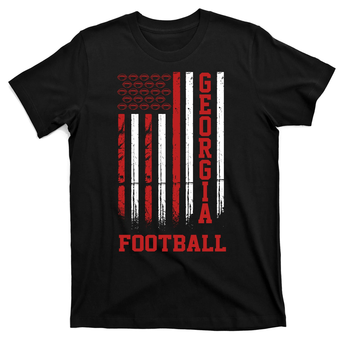 Georgia Football Fan American Flag T-Shirt product image 7