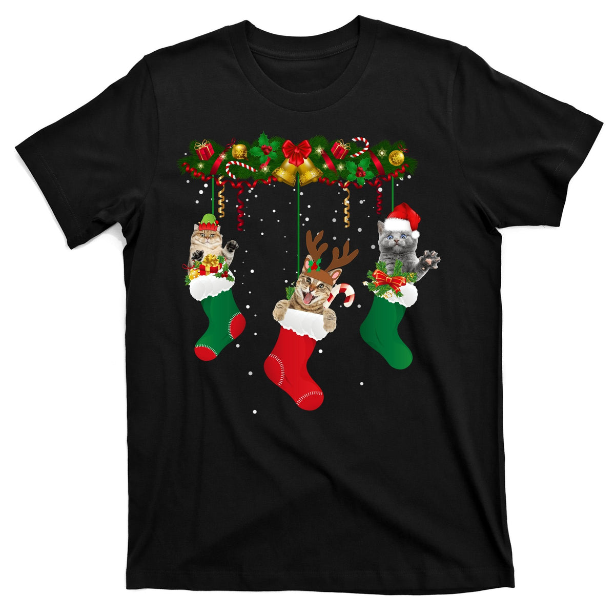 Hanging Cats Christmas Stockings T-Shirt product image 7