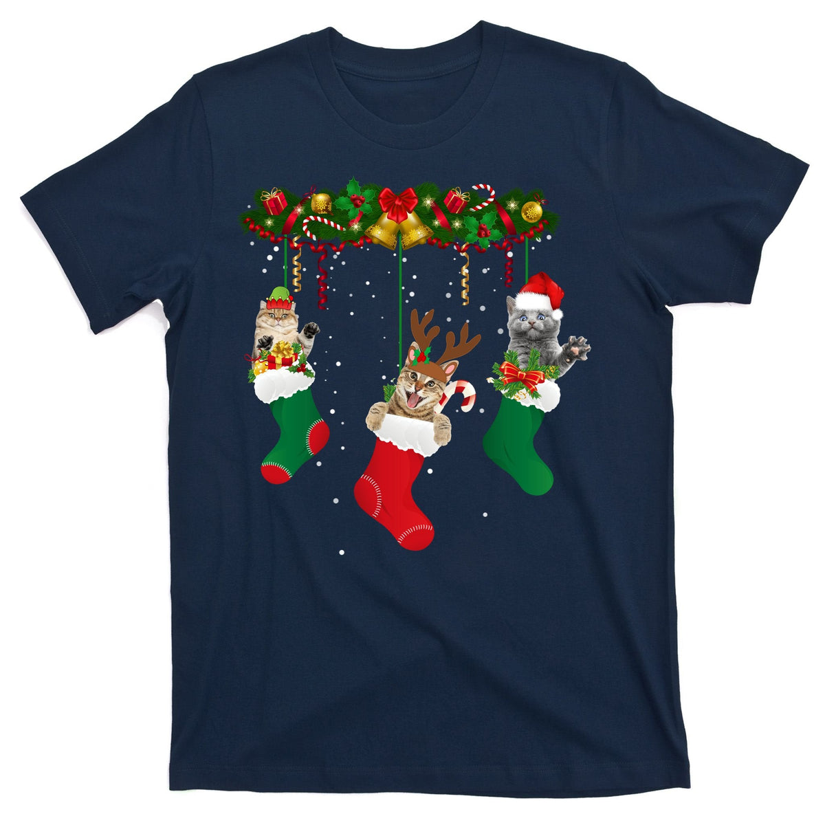 Hanging Cats Christmas Stockings T-Shirt product image 1