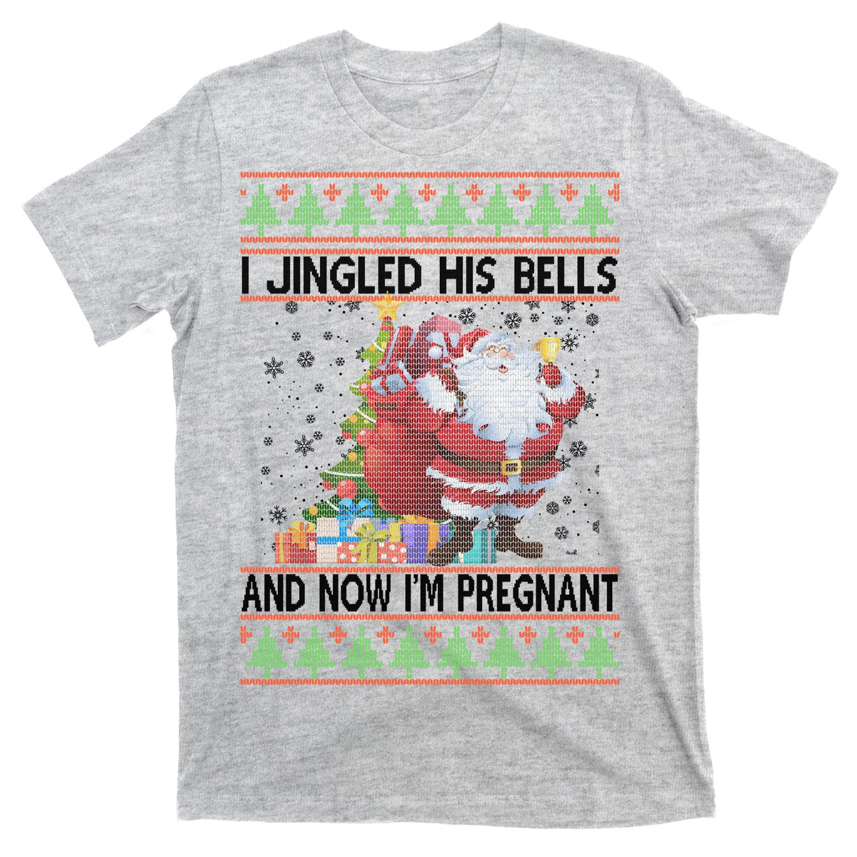I Jingle His Bells Now I'm Pregnant Ugly Christmas T-Shirt product image 9