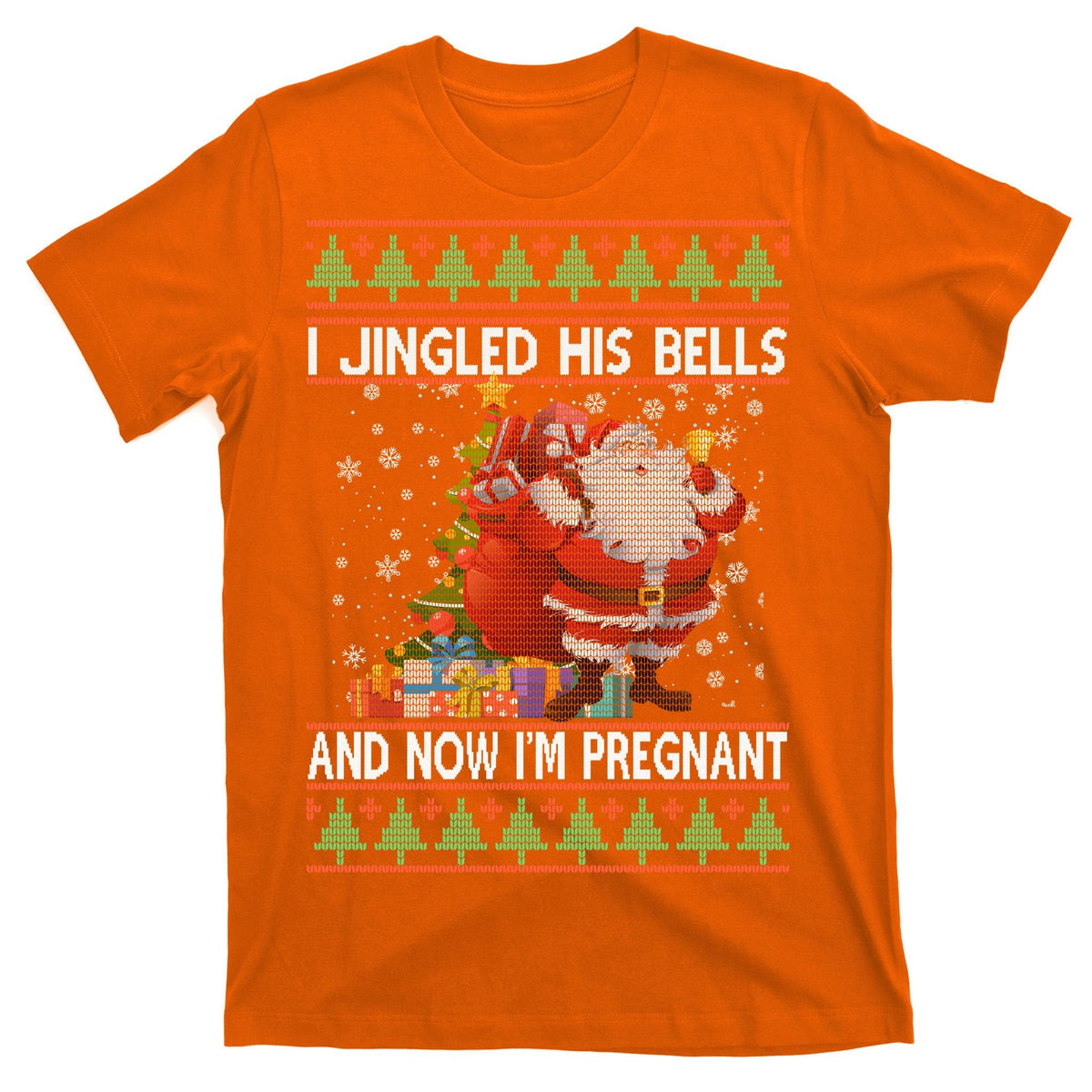 I Jingle His Bells Now I'm Pregnant Ugly Christmas T-Shirt product image 5