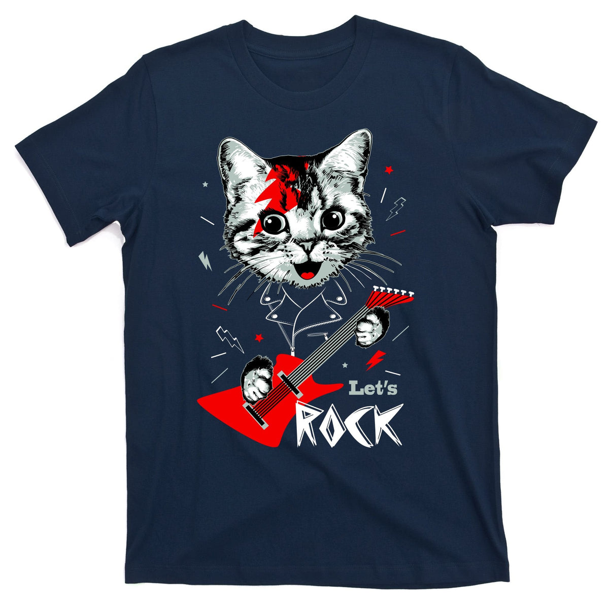 Lets Rock Cat Band Guitar And Roll T-Shirt product image 1