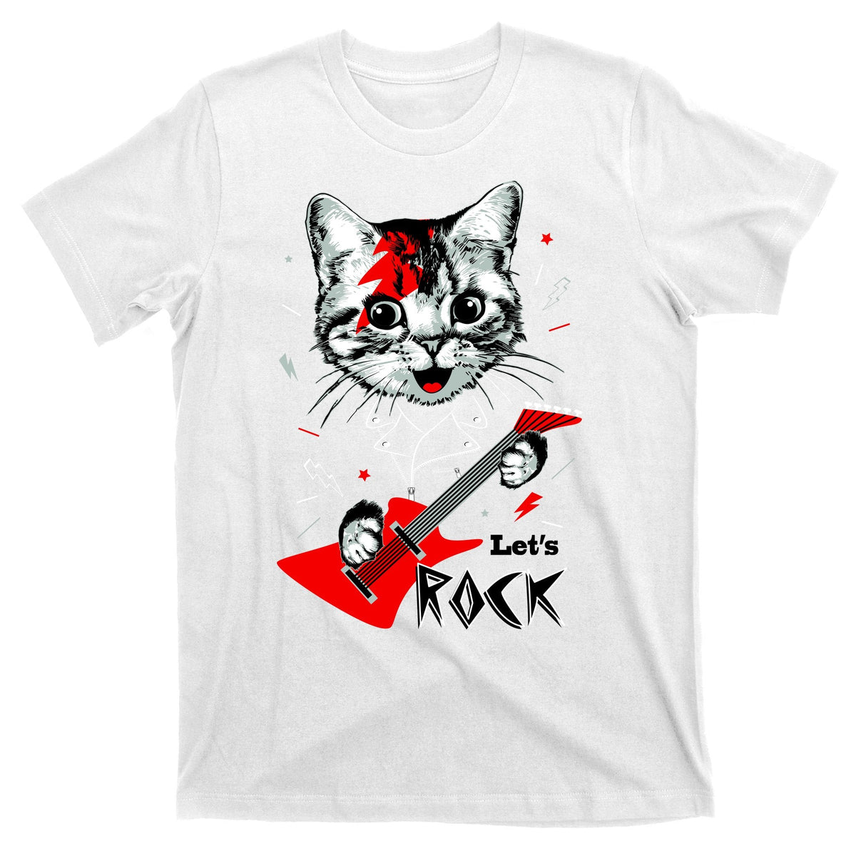 Lets Rock Cat Band Guitar And Roll T-Shirt product image 11