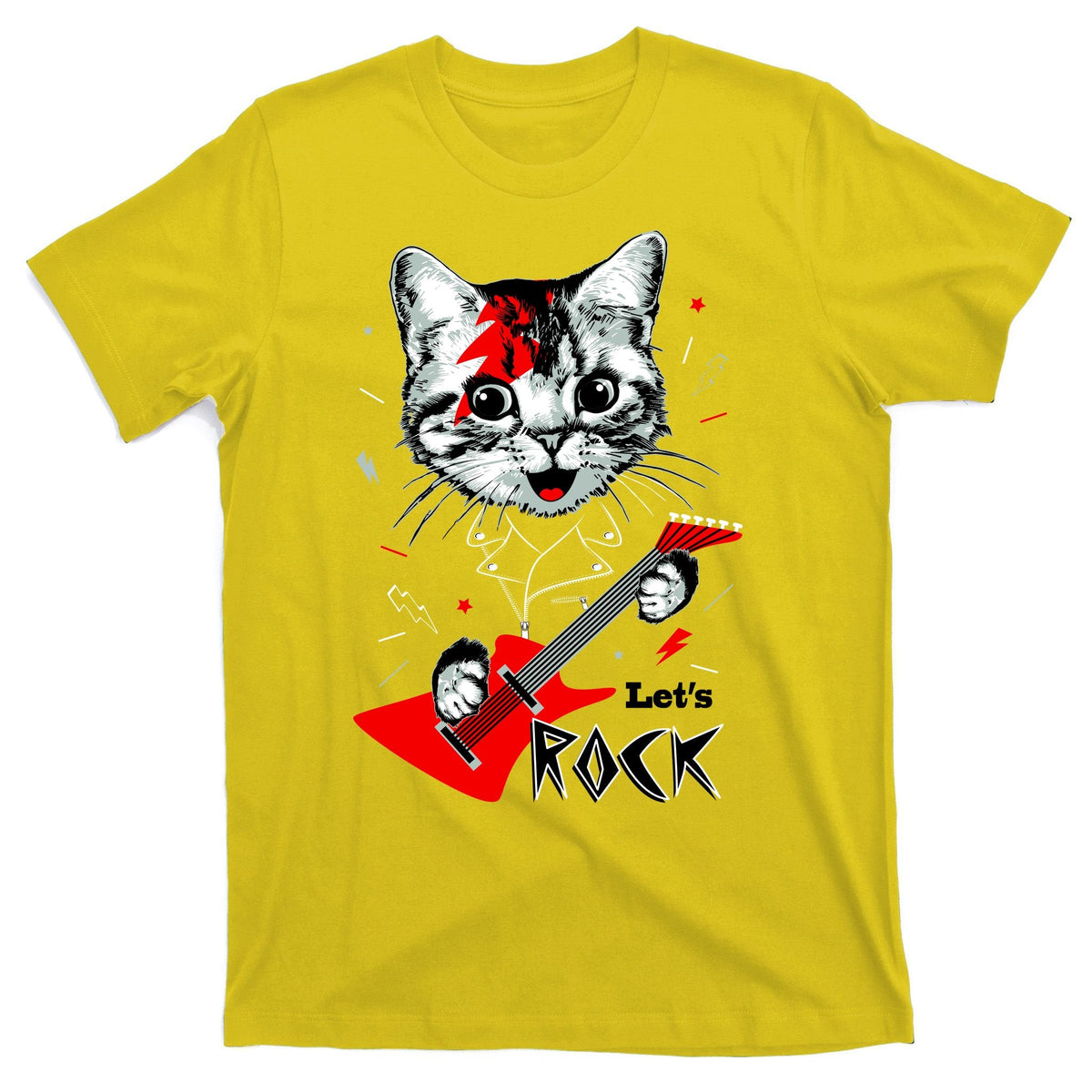 Lets Rock Cat Band Guitar And Roll T-Shirt product image 3