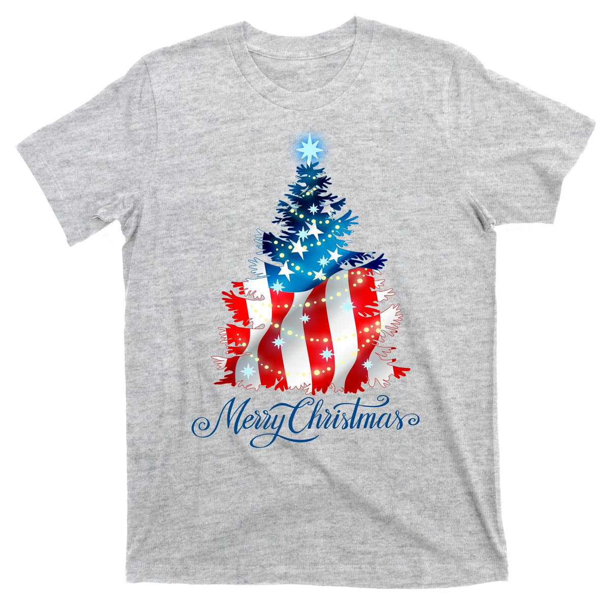 Merry Christmas American Flag Tree T-Shirt product image 9
