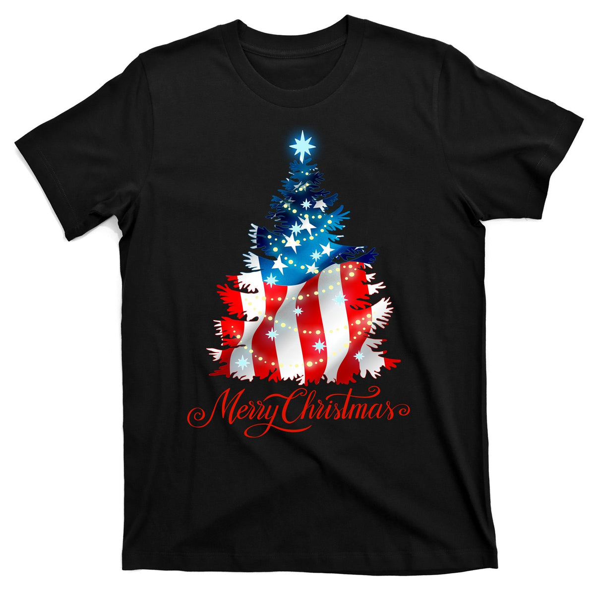 Merry Christmas American Flag Tree T-Shirt product image 7