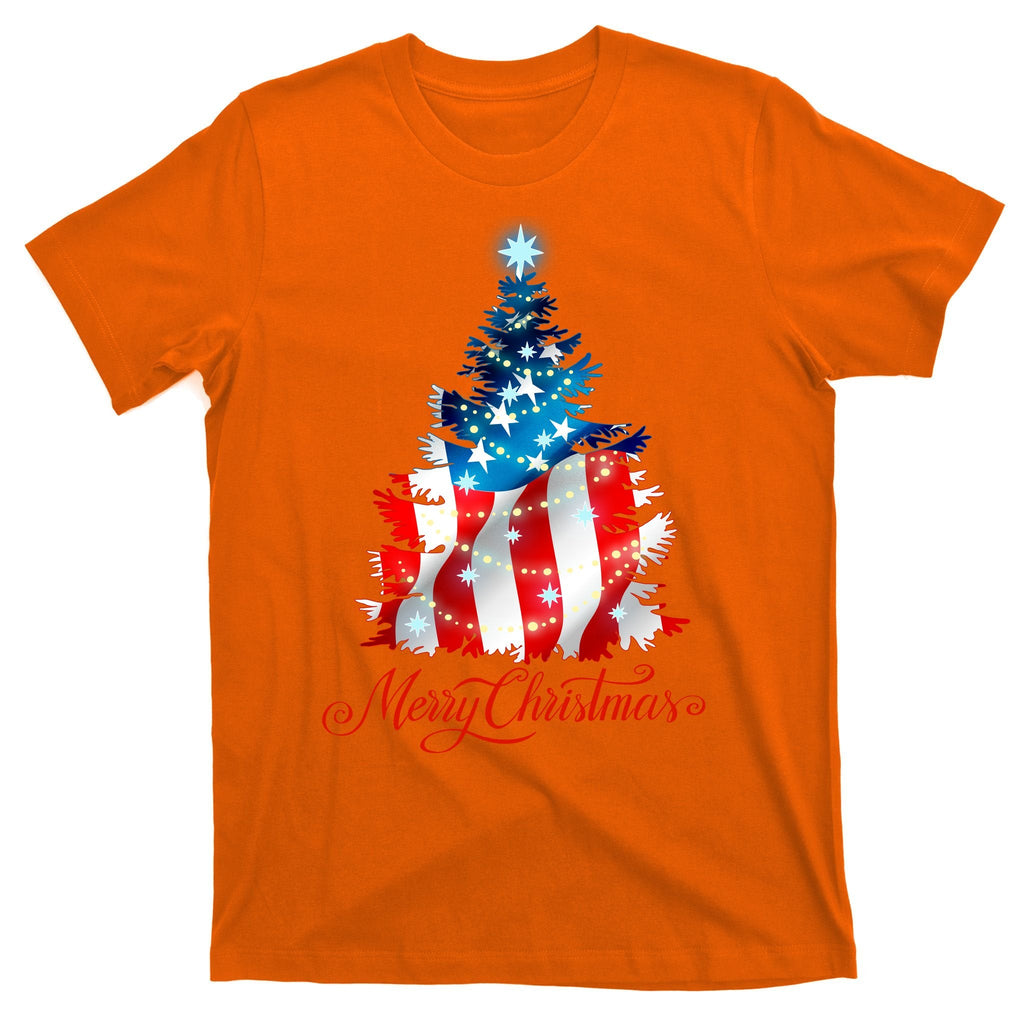Merry Christmas American Flag Tree T-Shirt product image 5