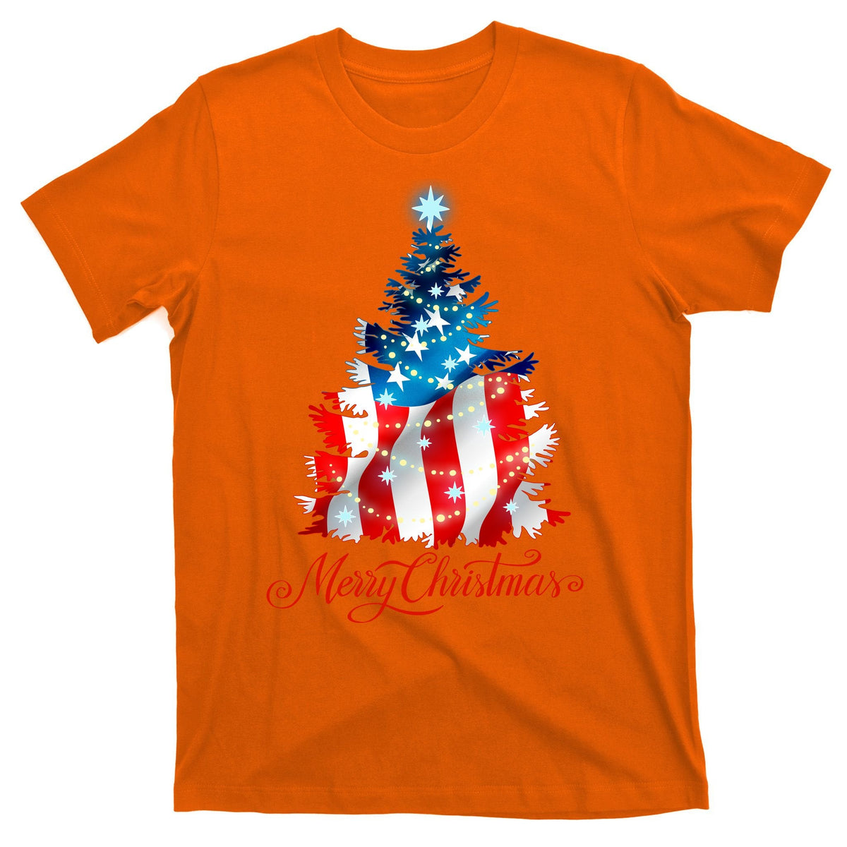 Merry Christmas American Flag Tree T-Shirt product image 5