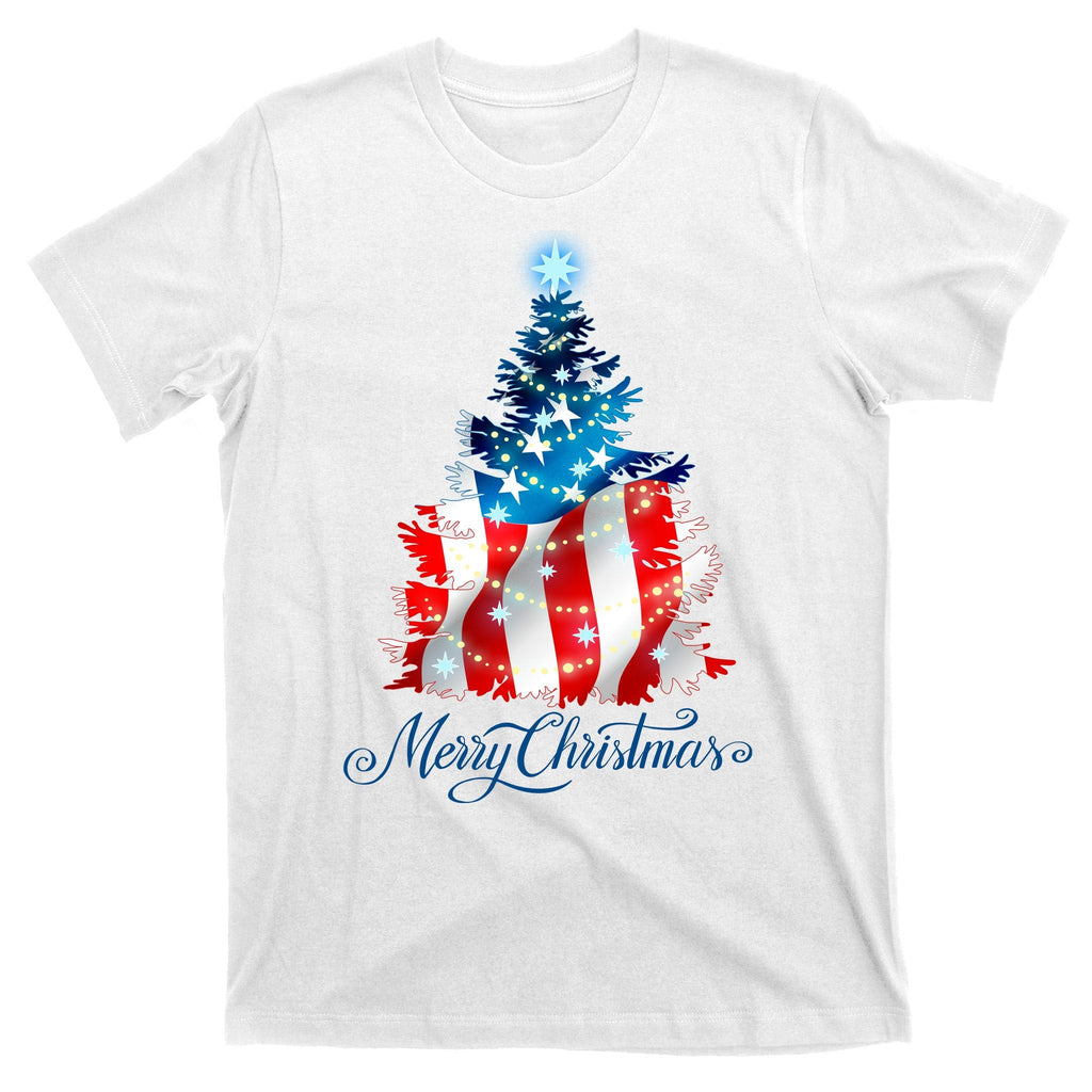 Merry Christmas American Flag Tree T-Shirt product image 11