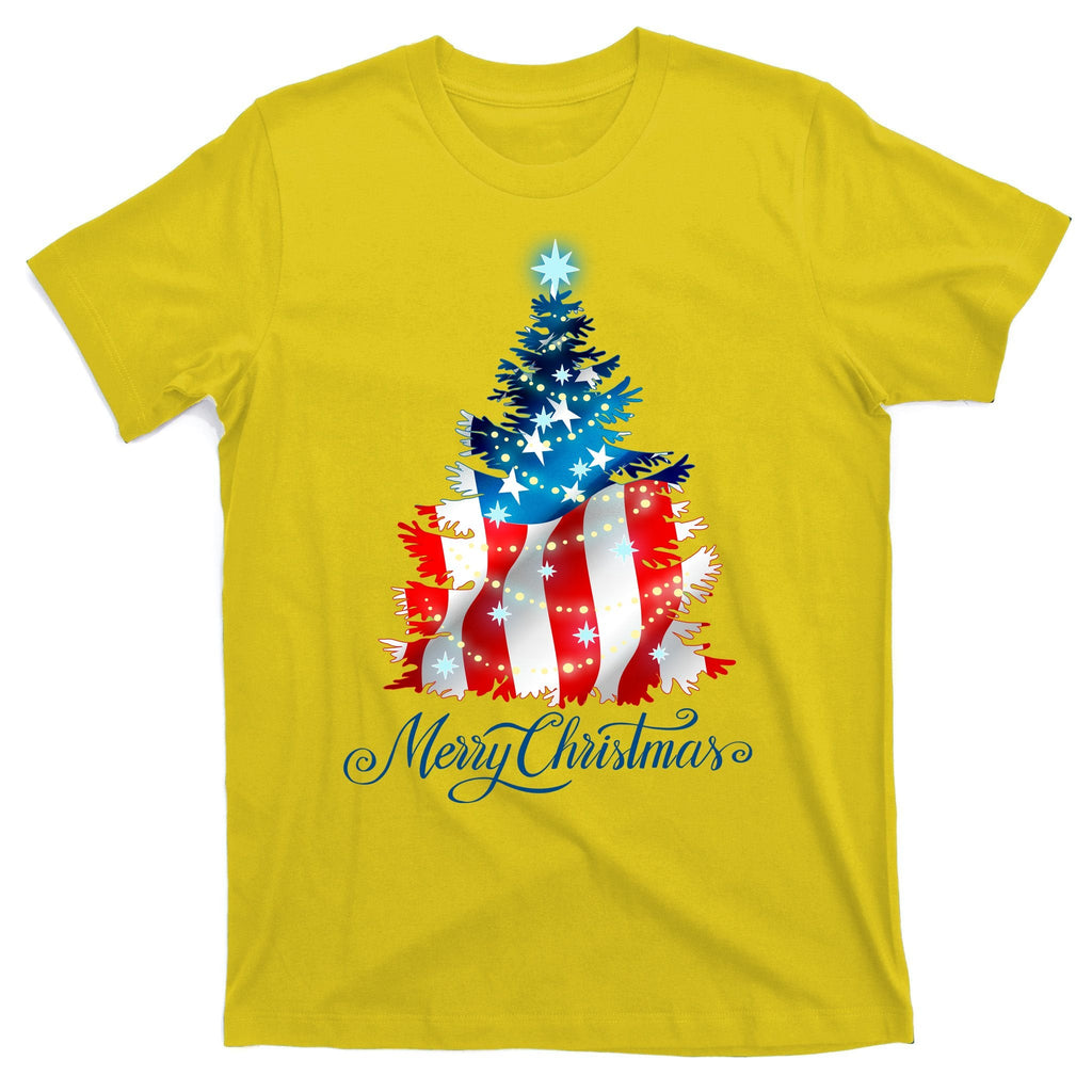 Merry Christmas American Flag Tree T-Shirt product image 3