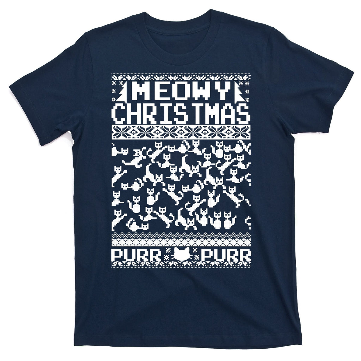 Meowy Christmas Cat Ugly Sweater T-Shirt product image 1