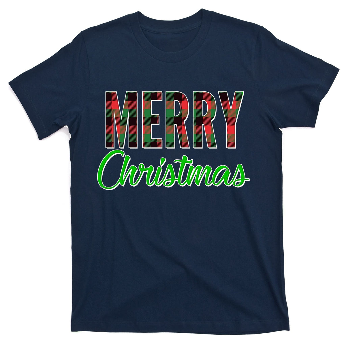 Merry Christmas Plaid T-Shirt product image 1