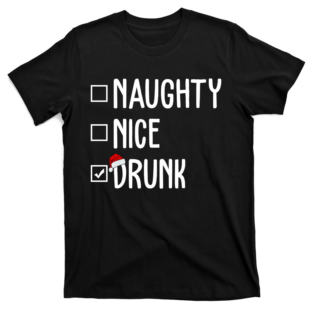 Naughty Nice Drunk Funny Christmas Checklist T-Shirt product image 7