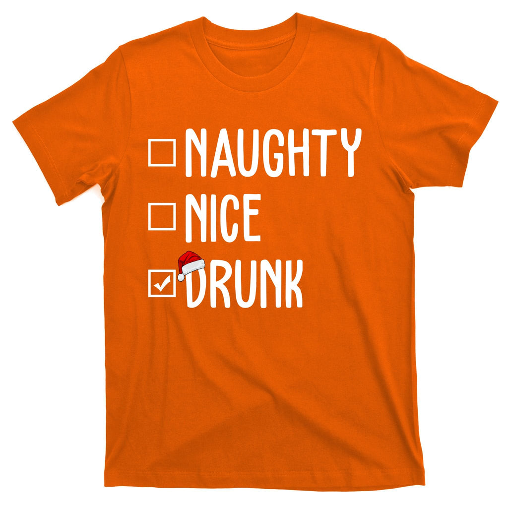 Naughty Nice Drunk Funny Christmas Checklist T-Shirt product image 5