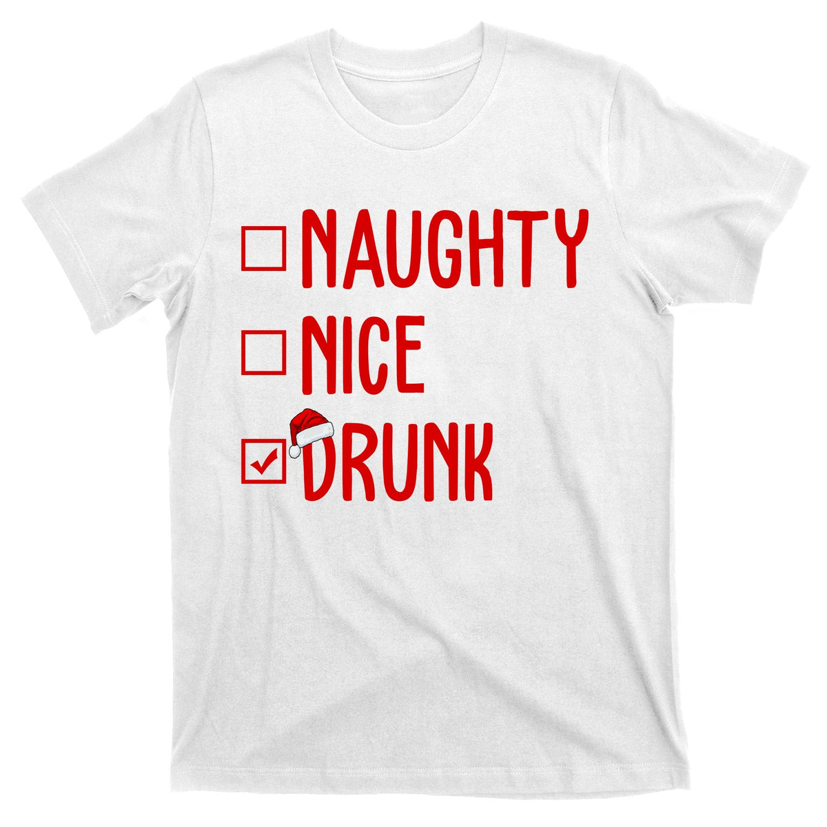Naughty Nice Drunk Funny Christmas Checklist T-Shirt product image 11