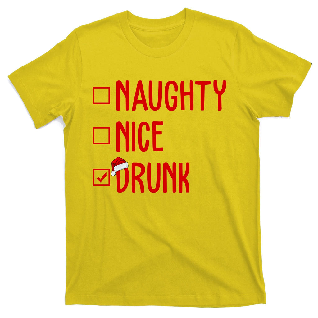 Naughty Nice Drunk Funny Christmas Checklist T-Shirt product image 3