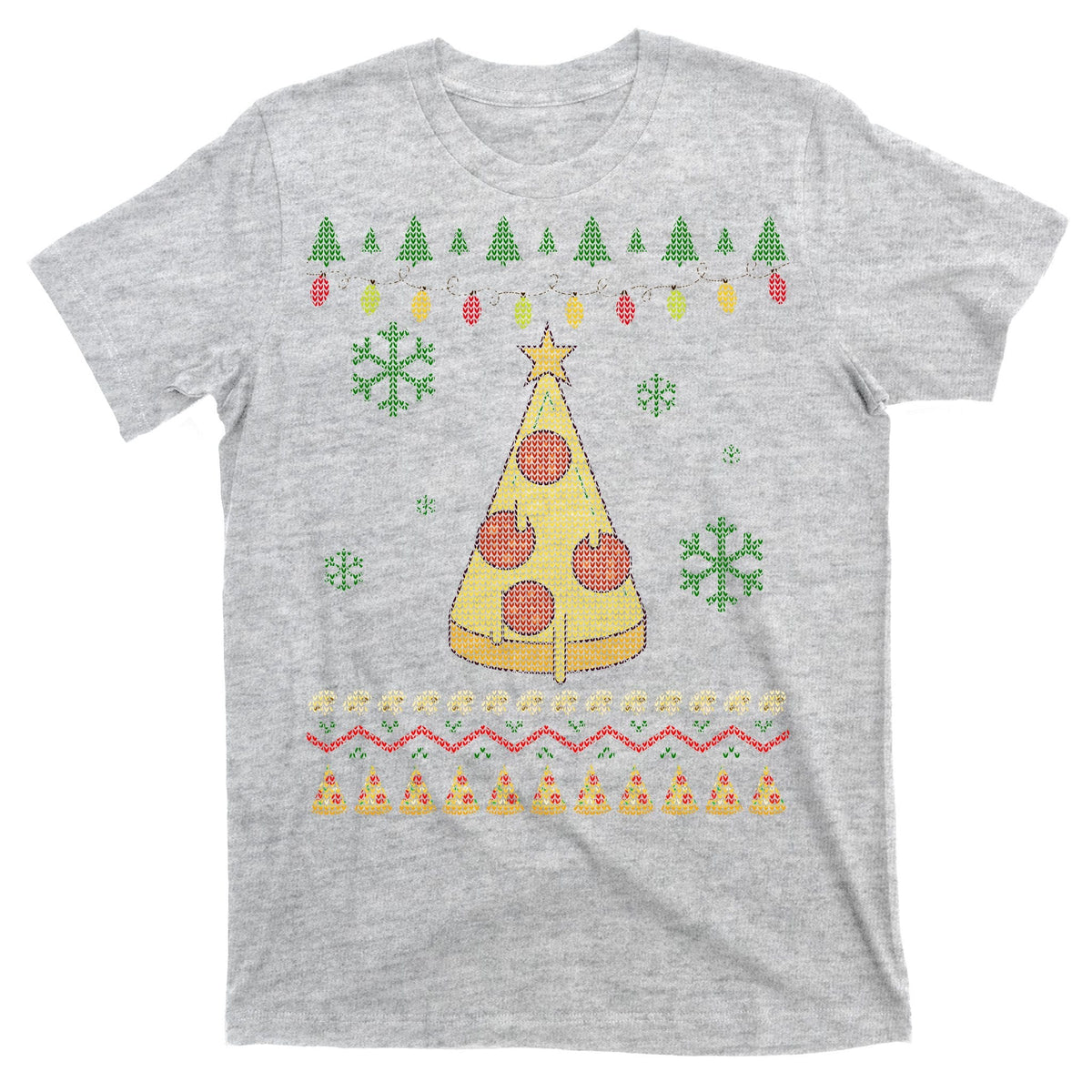 Pizza Christmas Tree Ugly T-Shirt product image 9