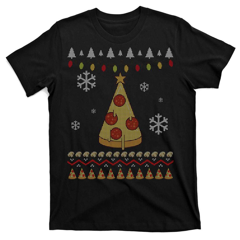 Pizza Christmas Tree Ugly T-Shirt product image 7