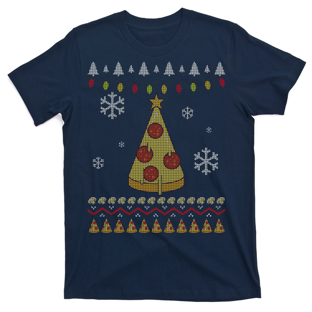 Pizza Christmas Tree Ugly T-Shirt product image 1