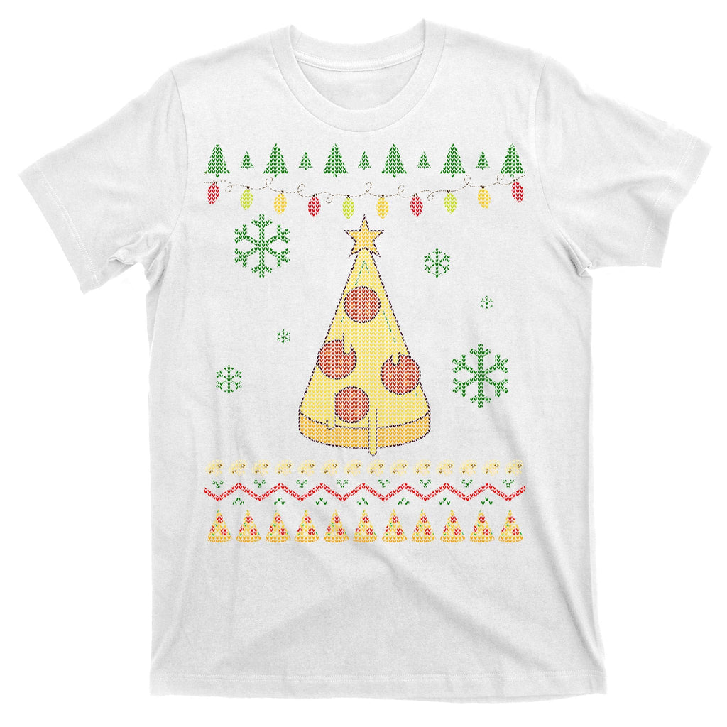 Pizza Christmas Tree Ugly T-Shirt product image 11