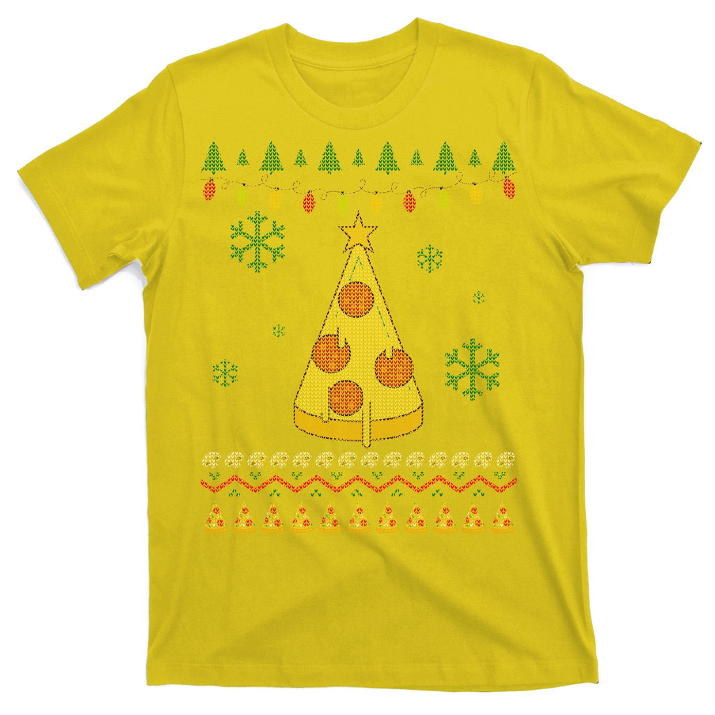 Pizza Christmas Tree Ugly T-Shirt product image 3