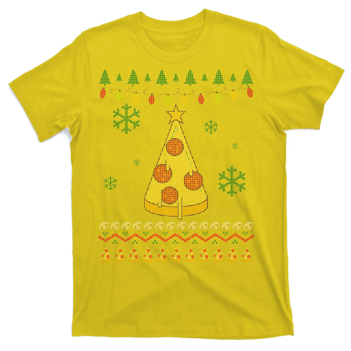 Pizza Christmas Tree Ugly T-Shirt product image 3