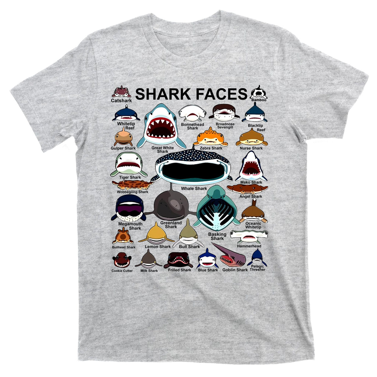 Shark Faces Of All Kinds T-Shirt product image 9