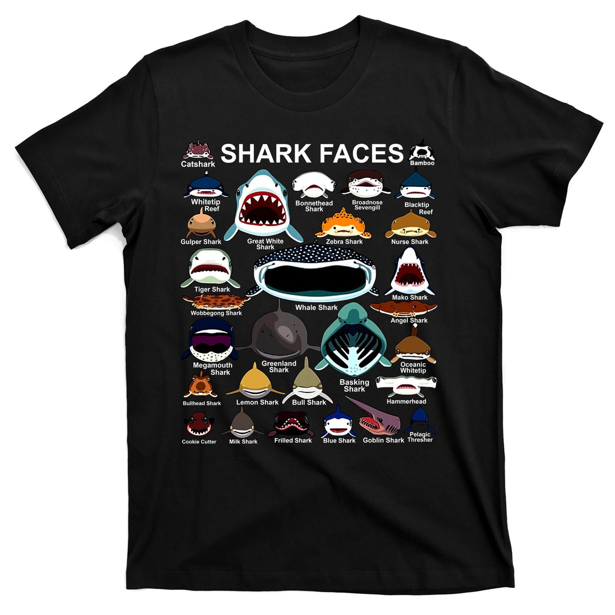 Shark Faces Of All Kinds T-Shirt product image 7