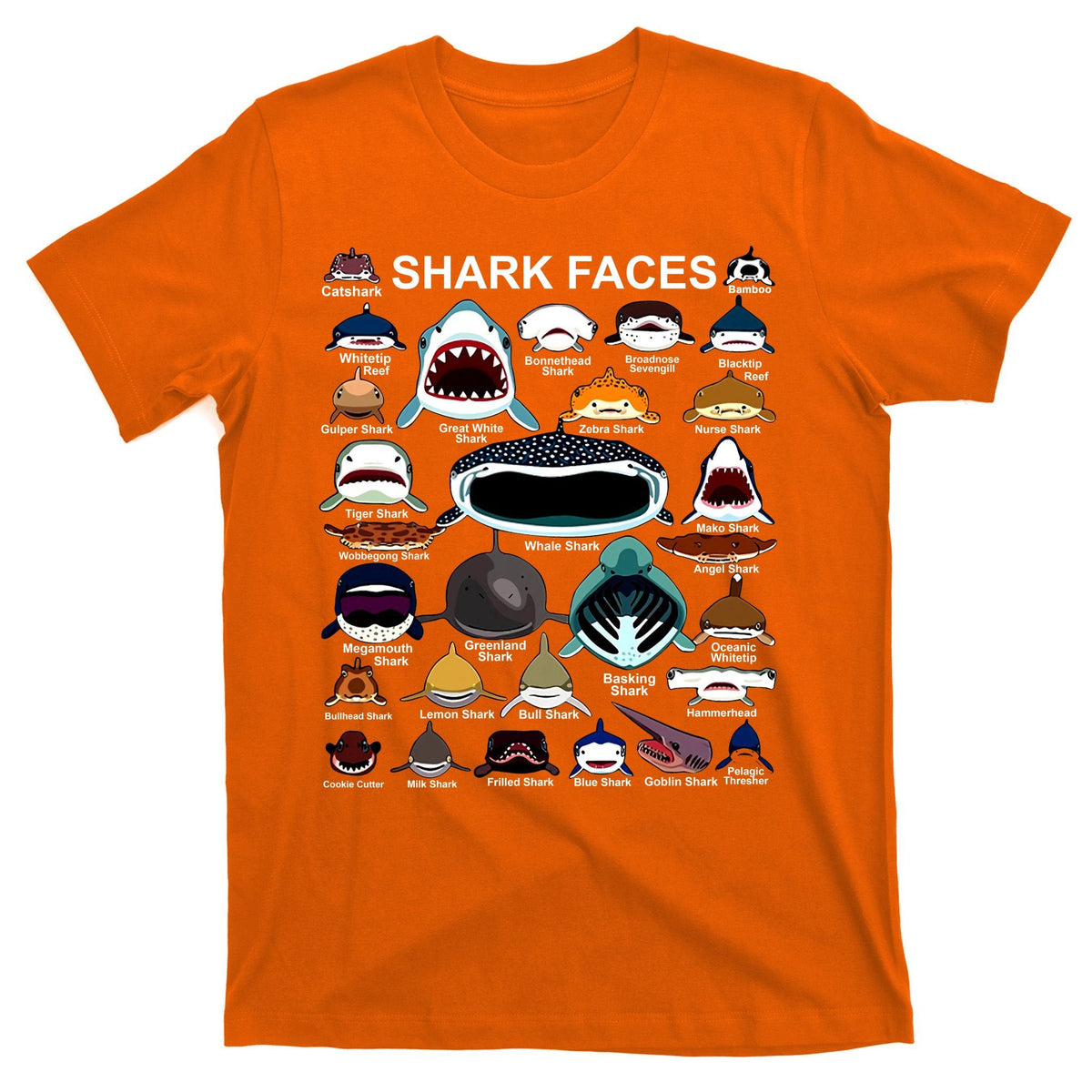 Shark Faces Of All Kinds T-Shirt product image 5