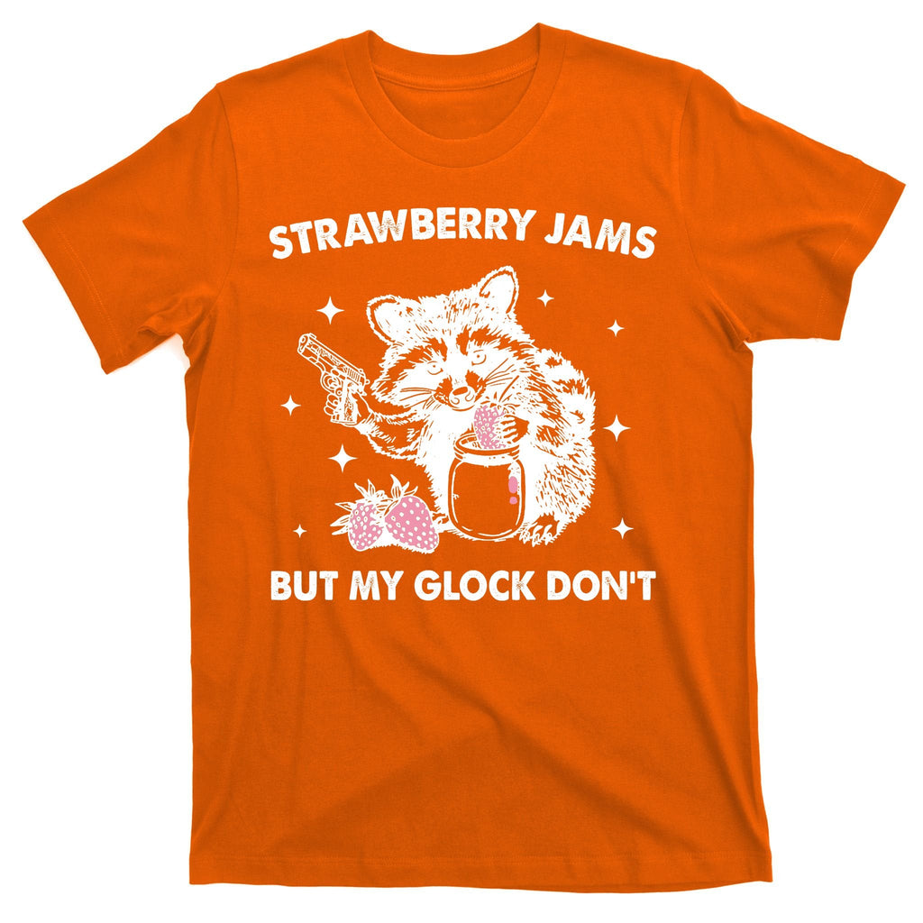 Strawberry Jams But My Glock Dont Funny Raccoon T-Shirt product image 5